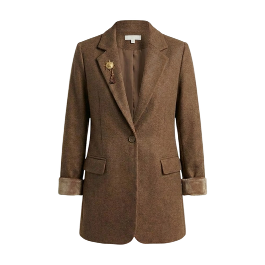 Blazer Clásico Entallado – Marrón – Mezcla de Lana – Mujer