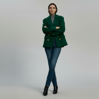 Chaqueta Verde con Detalle Decorativo – Verde – Lana Mezcla – Mujer