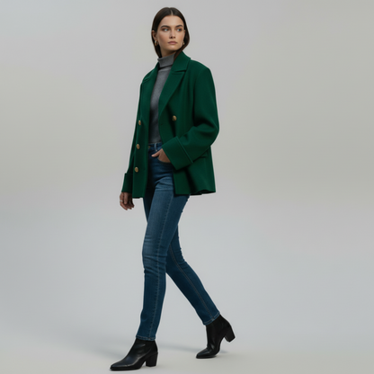 Chaqueta Verde con Detalle Decorativo – Verde – Lana Mezcla – Mujer