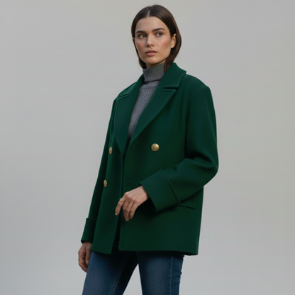 Chaqueta Verde con Detalle Decorativo – Verde – Lana Mezcla – Mujer