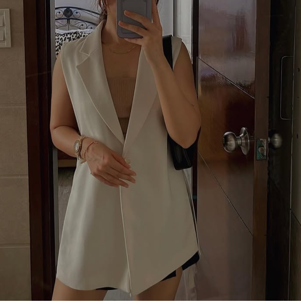 Chaleco Blazer Largo sin Mangas