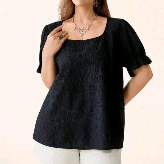 Blusa Texturizada de Manga Abullonada
