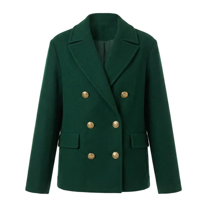 Chaqueta Verde con Detalle Decorativo – Verde – Lana Mezcla – Mujer