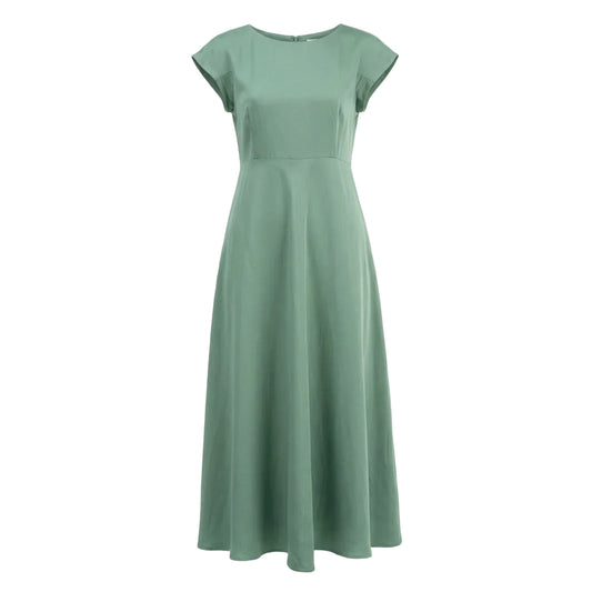Vestido Midi Minimalista – Verde – Tejido Ligero – Mujer
